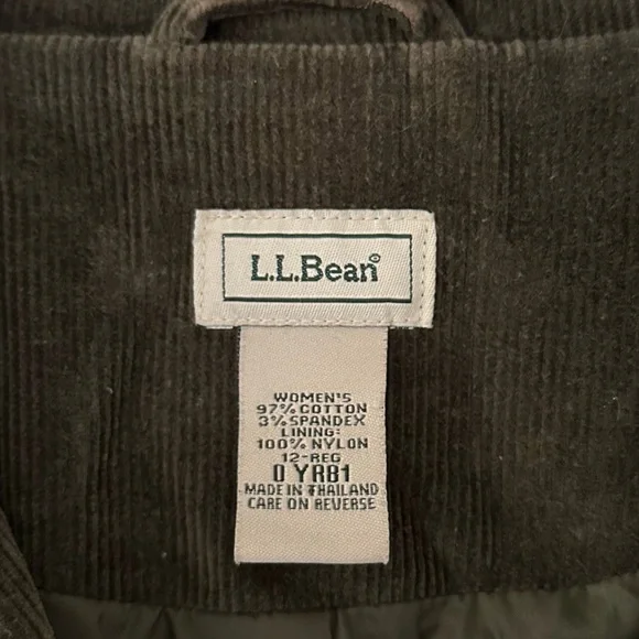 VTG LL Bean Corduroy Blazer Jacket Sz 12 Olive Green - Picture 3 of 8